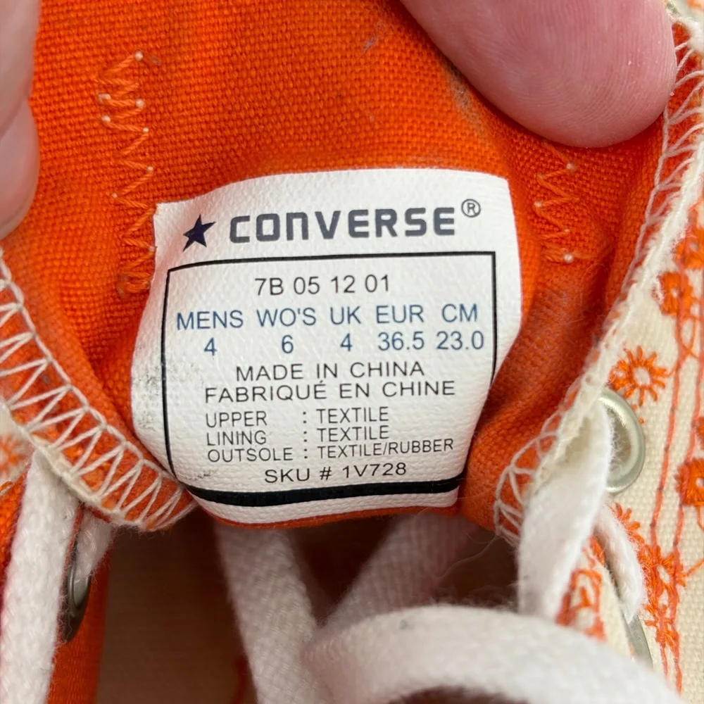 Converse‎ All Star Embroidered Orange Flower Fabric Print